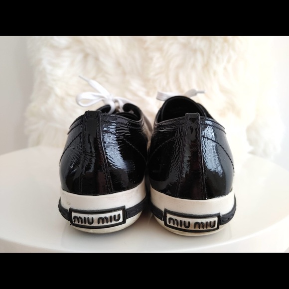 Miu Miu Swarovski CrystalToe Black Patent Sneaker - Picture 3 of 6